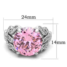 Load image into Gallery viewer, Silver Womens Ring Rose Pink Anillo Para Mujer Stainless Steel Ring with AAA Grade CZ Rosa - Jewelry Store by Erik Rayo
