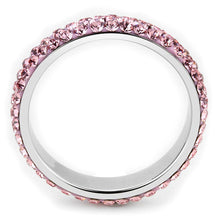 Load image into Gallery viewer, Silver Womens Ring Rose Pink Anillo Para Mujer y Ninos Unisex Kids Stainless Steel Ring with Top Grade Crystal in Light Rose - ErikRayo.com
