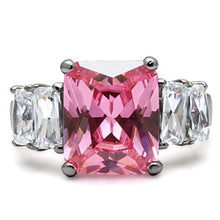 Load image into Gallery viewer, Silver Womens Ring Rose Pink High polished (no plating) 316L Stainless Steel Ring with AAA Grade CZ in Rose TK088 - Jewelry Store by Erik Rayo
