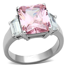 Load image into Gallery viewer, Silver Womens Ring Rose Pink High polished (no plating) 316L Stainless Steel Ring with AAA Grade CZ in Rose TK1224 TK1224 - Jewelry Store by Erik Rayo
