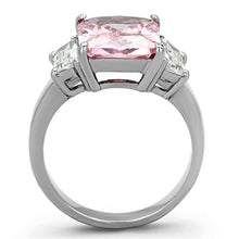 Load image into Gallery viewer, Silver Womens Ring Rose Pink High polished (no plating) 316L Stainless Steel Ring with AAA Grade CZ in Rose TK1224 TK1224 - Jewelry Store by Erik Rayo
