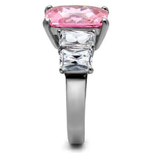 Load image into Gallery viewer, Silver Womens Ring Rose Pink High polished (no plating) Stainless Steel Ring with AAA Grade CZ in Rose TK088 - Jewelry Store by Erik Rayo
