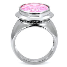 Load image into Gallery viewer, Silver Womens Ring Rose Pink High polished (no plating) Stainless Steel Ring with AAA Grade CZ in Rose TK118 - Jewelry Store by Erik Rayo
