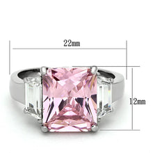 Load image into Gallery viewer, Silver Womens Ring Rose Pink High polished (no plating) Stainless Steel Ring with AAA Grade CZ in Rose TK1224 TK1224 - Jewelry Store by Erik Rayo
