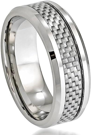 Size 8-15 Tungsten White Carbon Fiber Rings 6mm - Jewelry Store by Erik Rayo