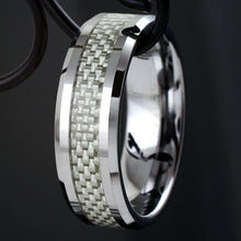 Load image into Gallery viewer, Size 8-15 Tungsten White Carbon Fiber Rings 6mm - Jewelry Store by Erik Rayo

