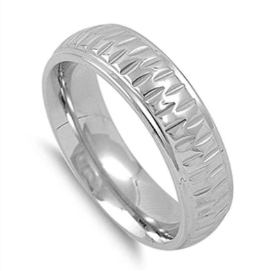 Sizes 7-15 316L Stainless Steel Diamond Cut Band Ring - Jewelry Store by Erik Rayo