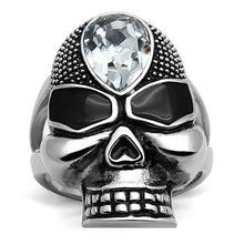 Load image into Gallery viewer, Skull Silver Black Ring Anillo Para Mujer y Ninos Kids 316L Stainless Steel Ring Diamond in Forehead Paterno - Jewelry Store by Erik Rayo
