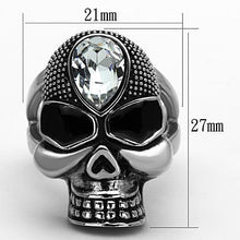 Load image into Gallery viewer, Skull Silver Black Ring Anillo Para Mujer y Ninos Kids 316L Stainless Steel Ring Diamond in Forehead Paterno - Jewelry Store by Erik Rayo
