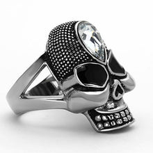 Load image into Gallery viewer, Skull Silver Black Ring Anillo Para Mujer Stainless Steel Ring Diamond in Forehead Paterno - Jewelry Store by Erik Rayo
