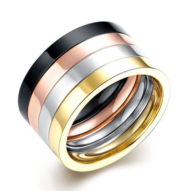 Stainless Steel Band Ring Black Rose Gold and Silver - ErikRayo.com