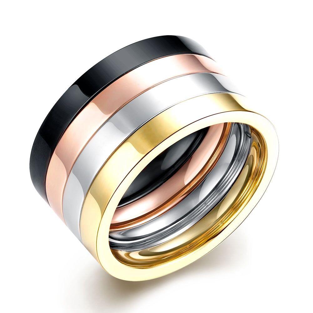 Stainless Steel Band Ring Black Rose Gold and Silver - Jewelry Store by Erik Rayo