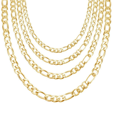 Stainless Steel Figaro Necklace Gold Men Women Kids Chains Italian - Jewelry Store by Erik Rayo