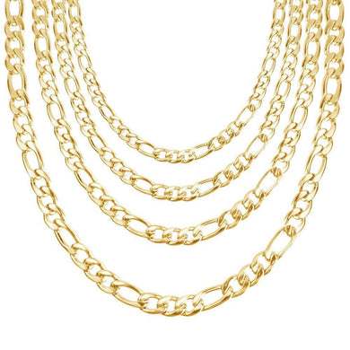Stainless Steel Figaro Necklaces Gold Men Women Kids Chains Italian - Jewelry Store by Erik Rayo