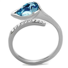 Load image into Gallery viewer, Stainless Steel Pear Teardrop Aqua light Blue Topaz Aquamarine CZ Ring Anillo Para Mujer - ErikRayo.com
