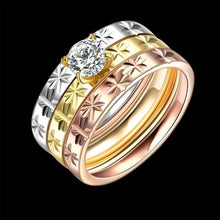 Load image into Gallery viewer, Stainless Steel Tri-Color Bands with Zirconia Rings - Jewelry Store by Erik Rayo
