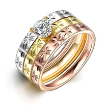 Load image into Gallery viewer, Stainless Steel Tri-Color Bands with Zirconia Rings - Jewelry Store by Erik Rayo
