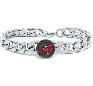 Tampa Bay Buccaneers Bracelet Silver Stainless Steel Mens and Womens Curb Link Chain Football Gift - ErikRayo.com