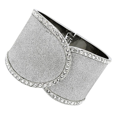 TK1152 - High polished (no plating) Stainless Steel Bangle with Top Grade Crystal in Clear - Jewelry Store by Erik Rayo