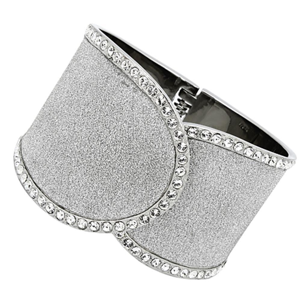 TK1152 - High polished (no plating) Stainless Steel Bangle with Top Grade Crystal in Clear - Jewelry Store by Erik Rayo