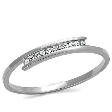 TK2248 - High polished (no plating) Stainless Steel Bangle with Top Grade Crystal in Clear - Jewelry Store by Erik Rayo