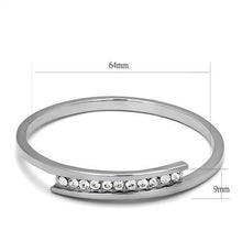 Load image into Gallery viewer, TK2248 - High polished (no plating) Stainless Steel Bangle with Top Grade Crystal in Clear - Jewelry Store by Erik Rayo
