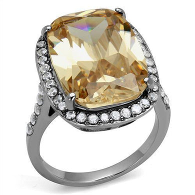 TK2503 - High polished (no plating) 316L Stainless Steel Ring with AAA Grade CZ in Champagne - Jewelry Store by Erik Rayo