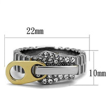 Load image into Gallery viewer, TK2520 - Two-Tone IP Gold (Ion Plating) Stainless Steel Ring with Top Grade Crystal in Clear - ErikRayo.com
