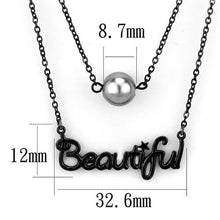 Load image into Gallery viewer, TK2628 - IP Black(Ion Plating) Stainless Steel Necklace with Synthetic Glass Bead in Gray - ErikRayo.com

