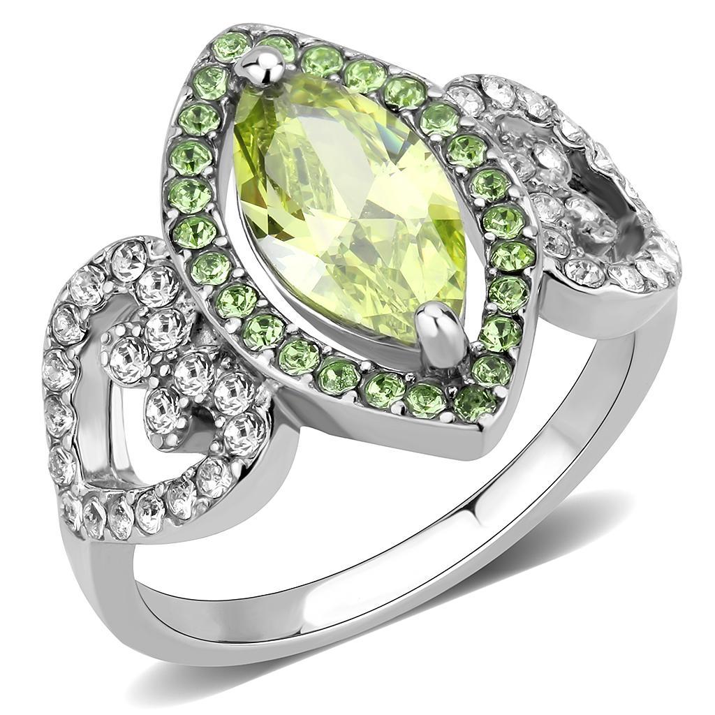 Rings for Women Anillo Para Mujer Stainless Steel Ring with AAA Grade CZ in Light Green Color