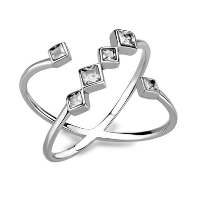 TK3730 High polished Stainless Steel Ring with AAA Grade CZ in Clear - Jewelry Store by Erik Rayo