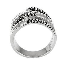 Load image into Gallery viewer, TK3733 High polished Stainless Steel Ring with Top Grade Crystal in Clear - ErikRayo.com
