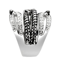 Load image into Gallery viewer, TK3733 High polished Stainless Steel Ring with Top Grade Crystal in Clear - ErikRayo.com
