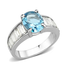 Load image into Gallery viewer, TK3779 - High polished (no plating) Stainless Steel Ring with Synthetic in SeaBlue - Jewelry Store by Erik Rayo
