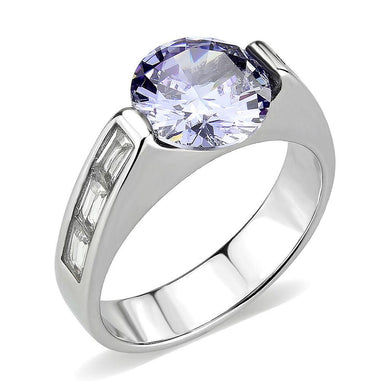 TK3780 - High polished (no plating) Stainless Steel Ring with AAA Grade CZ in LightAmethyst - Jewelry Store by Erik Rayo