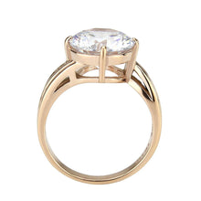Load image into Gallery viewer, TK3785 - IP Rose Gold(Ion Plating) Stainless Steel Ring with AAA Grade CZ in Clear - Jewelry Store by Erik Rayo
