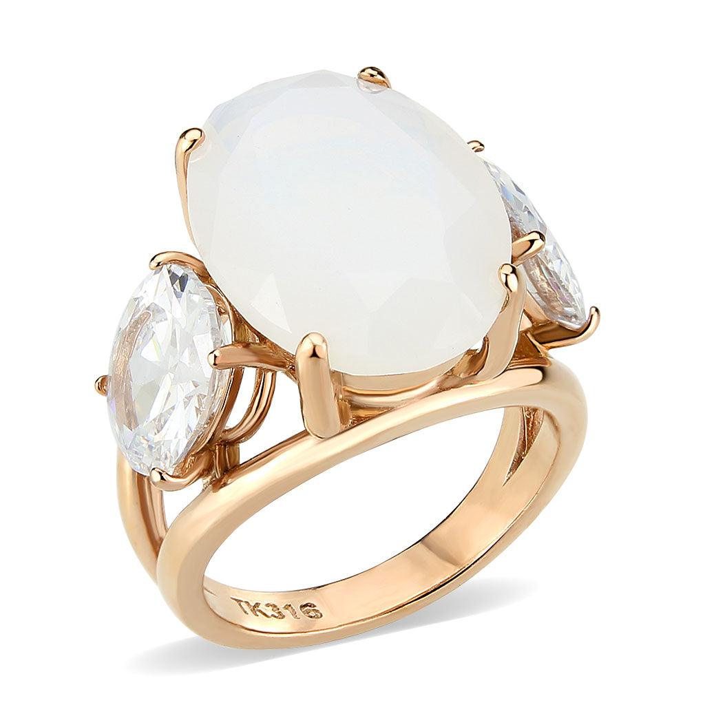 TK3788 - IP Rose Gold(Ion Plating) Stainless Steel Ring with Synthetic in Fireopal - Jewelry Store by Erik Rayo
