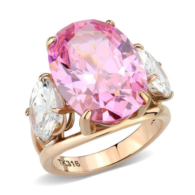 TK3789 - IP Rose Gold(Ion Plating) Stainless Steel Ring with AAA Grade CZ in Rose - Jewelry Store by Erik Rayo