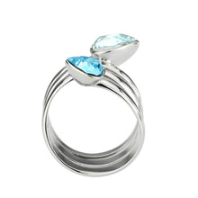 Load image into Gallery viewer, TK3806 - High polished (no plating) Stainless Steel Ring with Top Grade Crystal in SeaBlue - ErikRayo.com
