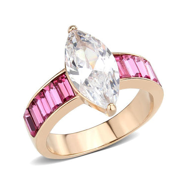 TK3825 - IP Rose Gold(Ion Plating) Stainless Steel Ring with AAA Grade CZ in Clear - Jewelry Store by Erik Rayo