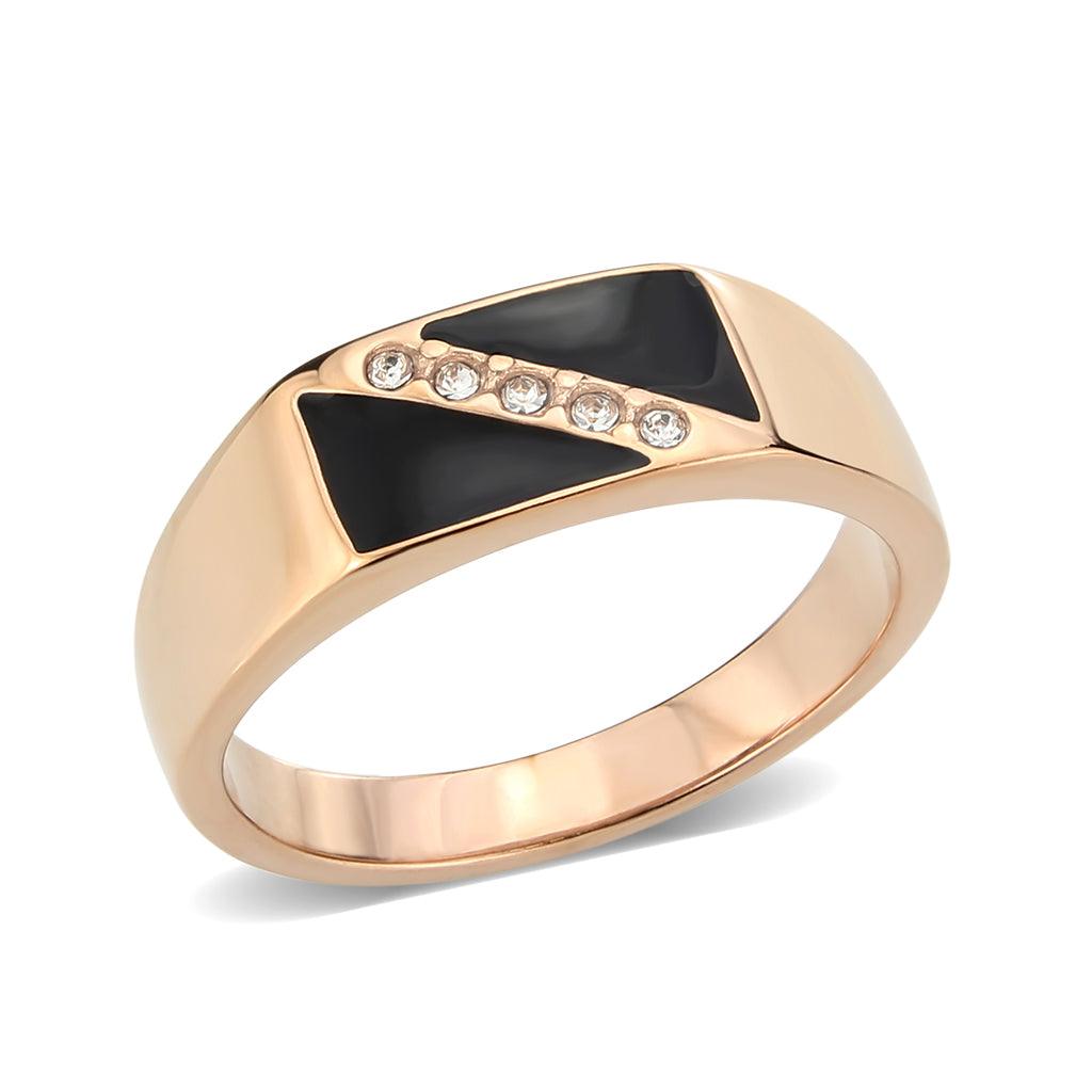 TK3831 - IP Rose Gold(Ion Plating) Stainless Steel Ring with Top Grade Crystal in Clear - Jewelry Store by Erik Rayo