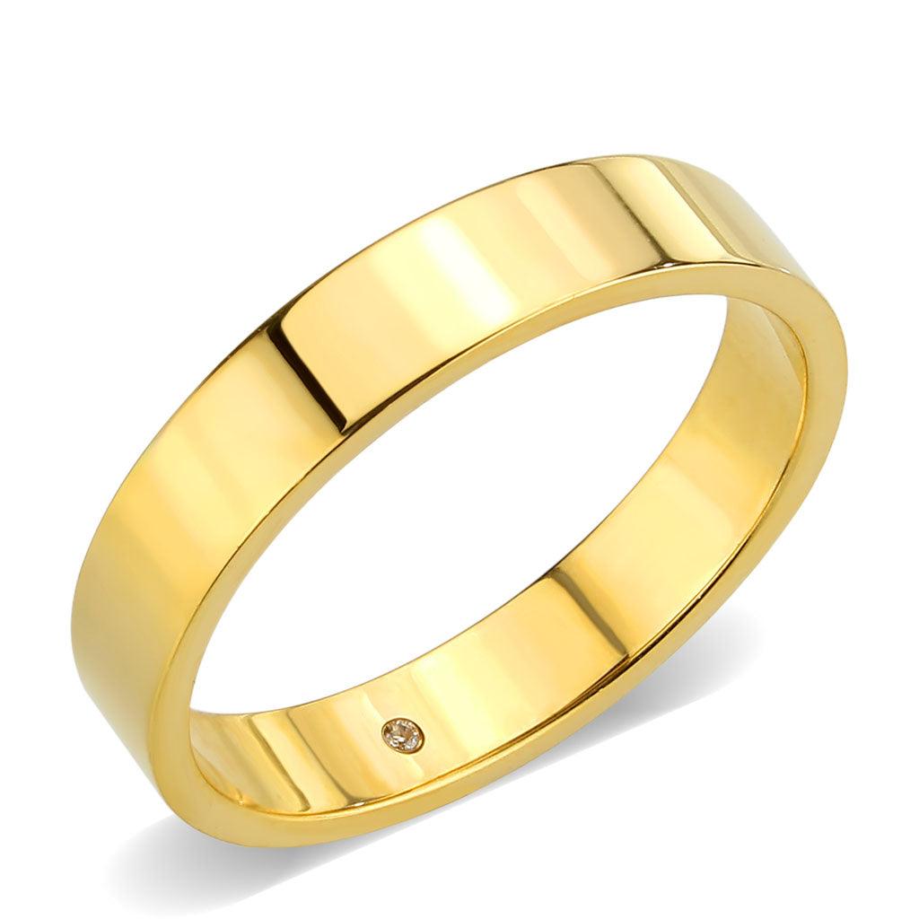 TK3832 - IP Gold Stainless Steel Ring with Top Grade Crystal in Clear - Jewelry Store by Erik Rayo