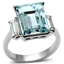 Load image into Gallery viewer, TK650 - High polished (no plating) Stainless Steel Ring with Top Grade Crystal in Sea Blue - Jewelry Store by Erik Rayo

