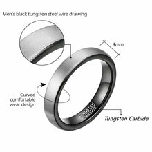 Load image into Gallery viewer, Tungsten Carbide Wedding Band Rings 4mm Matte Brushed Comfort Fit Size 4-15 - Jewelry Store by Erik Rayo
