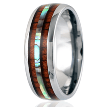 Load image into Gallery viewer, Mens Wedding Band Rings for Men and Women Hawaiian Koa Wood and Abalone
