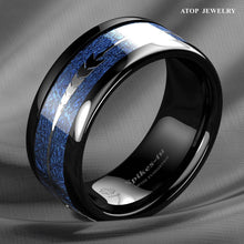 Load image into Gallery viewer, Engagement Rings for Women Mens Wedding Bands for Him and Her Promise / Bridal Mens Womens Rings Arrow Dome Black Multidimensional Blue - Jewelry Store by Erik Rayo
