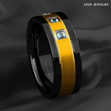 Load image into Gallery viewer, Engagement Rings for Women Mens Wedding Bands for Him and Her Promise / Bridal Mens Womens Rings Black Brushed Gold Diamonds - Jewelry Store by Erik Rayo
