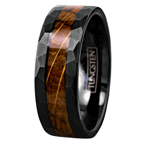 Tungsten Rings for Men Wedding Bands for Him Womens Wedding Bands for Her 6mm Black Charred Whiskey Barrel Wood - Jewelry Store by Erik Rayo
