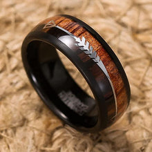 Load image into Gallery viewer, Engagement Rings for Women Mens Wedding Bands for Him and Her Promise / Bridal Mens Womens Rings Black Dome Wood and Arrow - Jewelry Store by Erik Rayo

