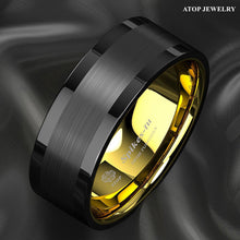 Load image into Gallery viewer, Mens Wedding Band Rings for Men Wedding Rings for Womens / Mens Rings Black Gold Brushed Wedding - Jewelry Store by Erik Rayo
